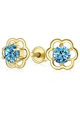 lovely mini flower cz March birthstone baby earrings